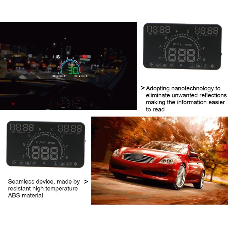 E350 5," экран авто OBDII Автомобильный HUD OBD2 дисплей км/ч MPH Превышение скорости Предупреждение лобовое стекло проектор сигнализация