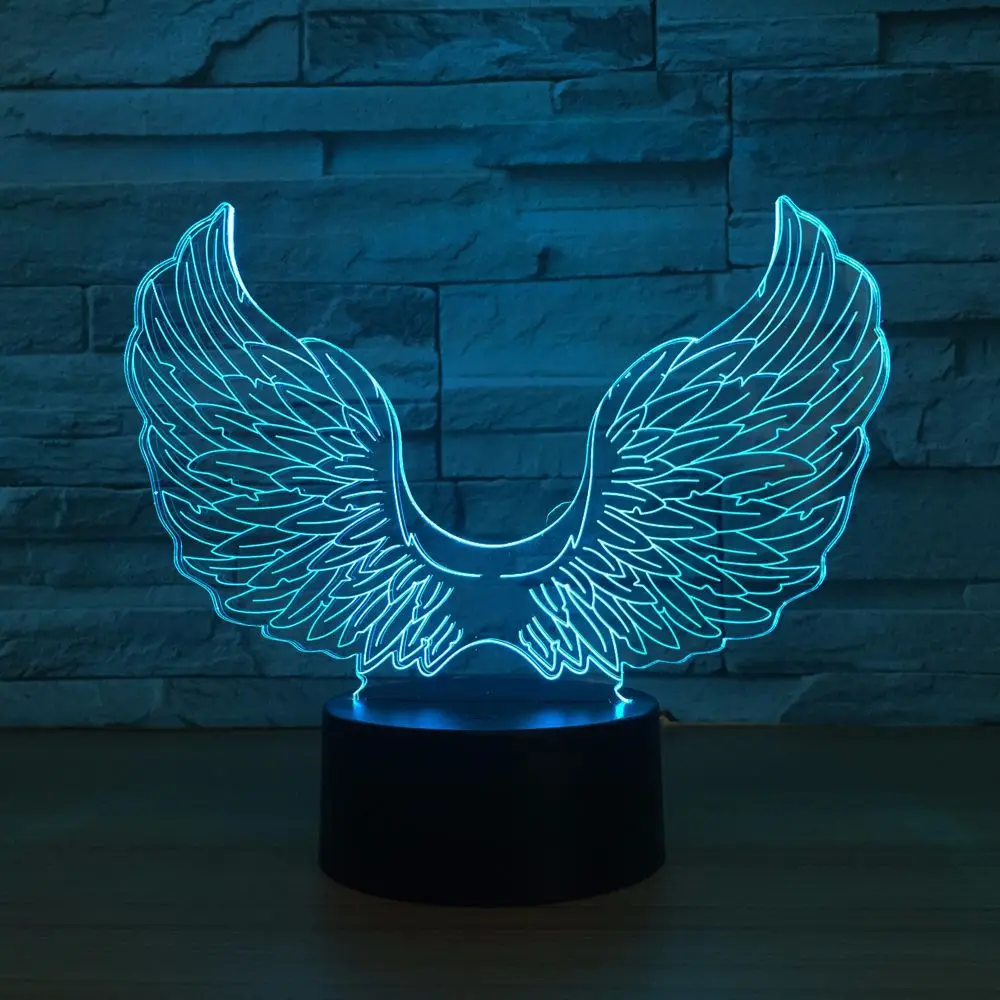 Толстовка с капюшоном надписью Angel и принтом крылышки 3D светодиодный светильник