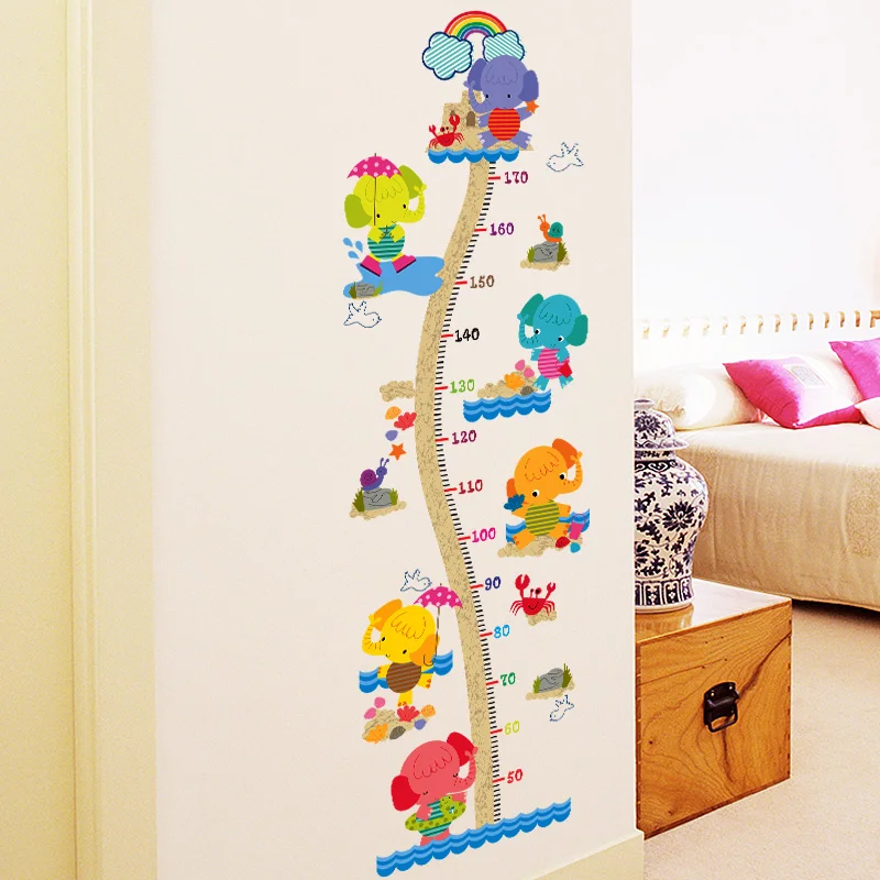 [Fundecor] слон птицы облака радуга высота наклейки на стену для детской комнаты