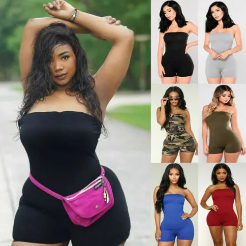 

Women Casual Slim Jumpsuit Romper Overalls Ladies Off Shoulder Bodycon Playsuit Clubwear Party Short Trousers Rompers Bodysuit