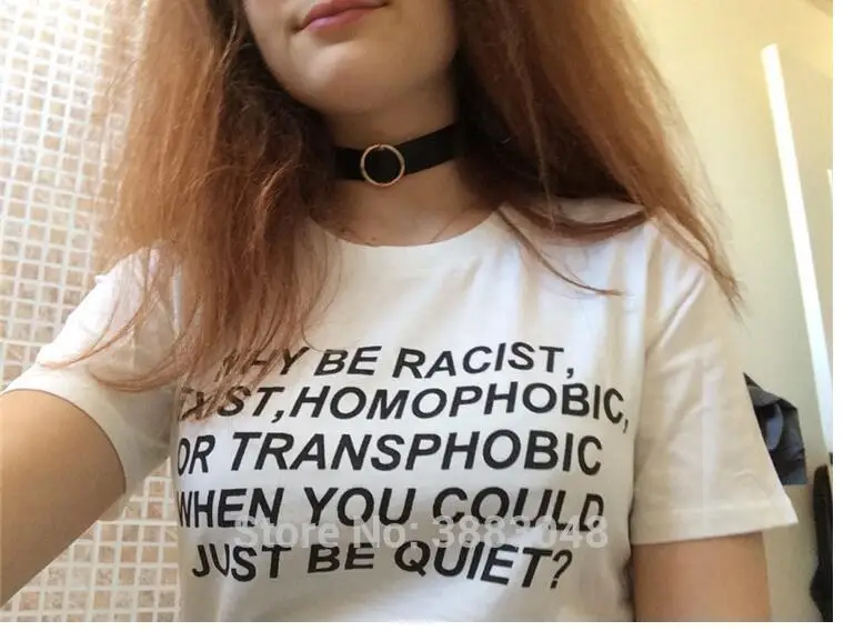 Why Be Racist When You Could Just Quiet желтые футболки Tumblr футболка Homophobic забавные хлопковые