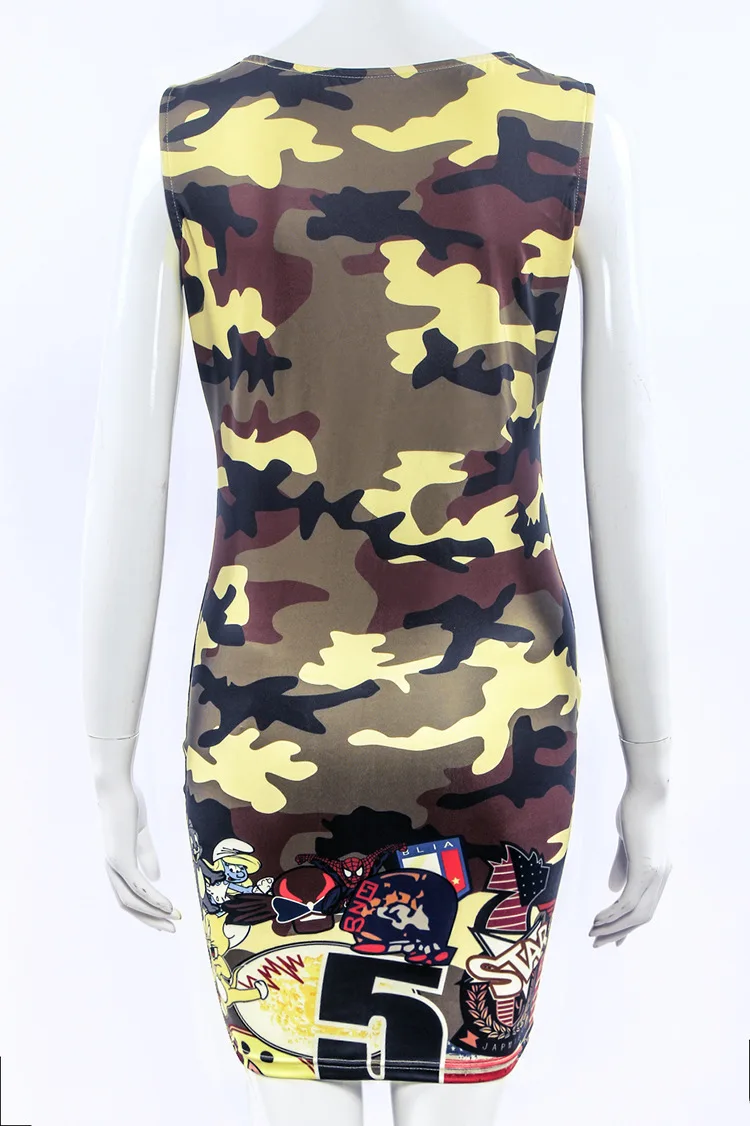 2017 новая мода горячий продавать микки камуфляж double sided printed dress женская mini dress|mini