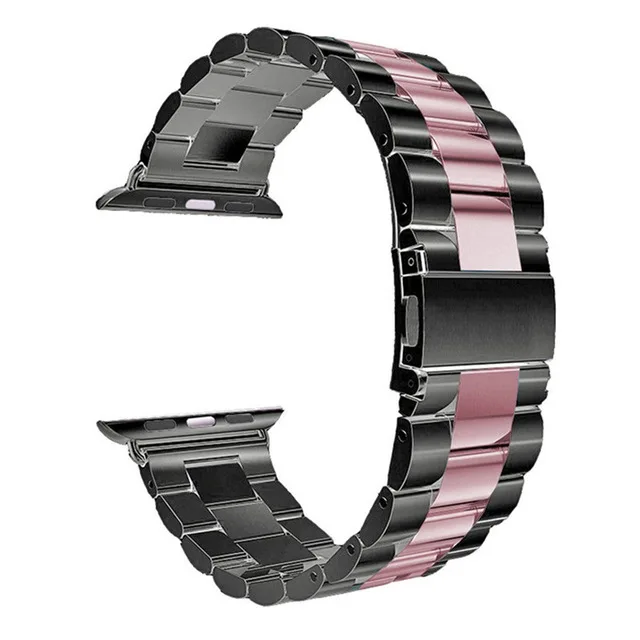 Black Pink 42 мм 38 мм металлический браслет из нержавеющей стали для Apple Watch ремешок 40 44 браслет сменный ремешок для часов iWatch серии 4 3 2 1 - Цвет ремешка: Black Pink