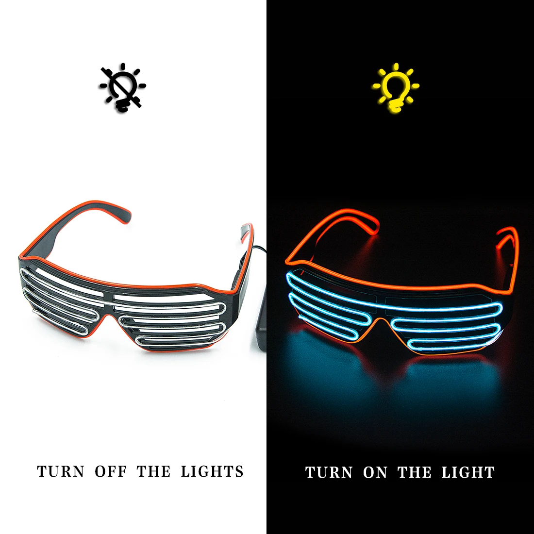 Red and ice blue Светящееся Стекло es светодиодный Gafas светящийся Bril Neon рождественское свечение солнцезащитное стекло es мигающий светильник для вечерние принадлежности реквизит костюмы Новинка - Цвет: Red and ice blue