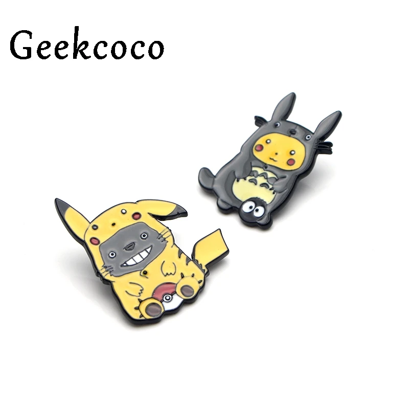Totoro Pikachu Zinc Alloy Cartoon Pins for men women Shirt Charm insignia Clothes backpack Accessory medal Badge Brooches J0137
