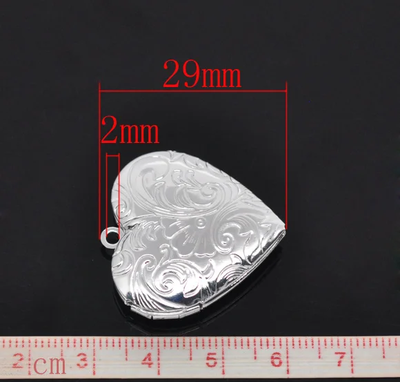 Doreen Box прекрасная 5 SP фоторамка с подвесками в виде сердца 29x29 мм (B13896)|locket pendant|heart