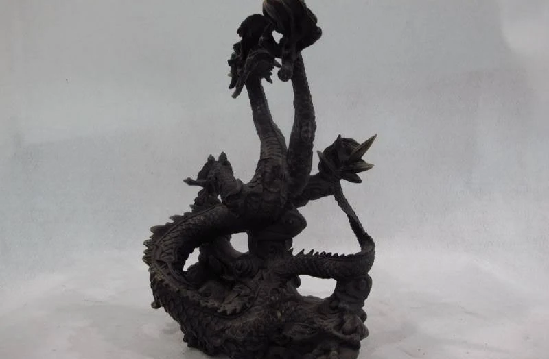 12 Chinese Royal Copper Bronze Home Feng Shui Spiral Fly Dragon Play Bead Statue | Дом и сад