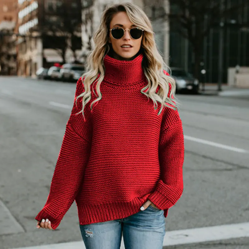 Women Turtleneck Sweater Winter Autumn High Neck Thermal Knitted Warm Pullover Windbreak Oversize Thicken Jumper | Женская одежда