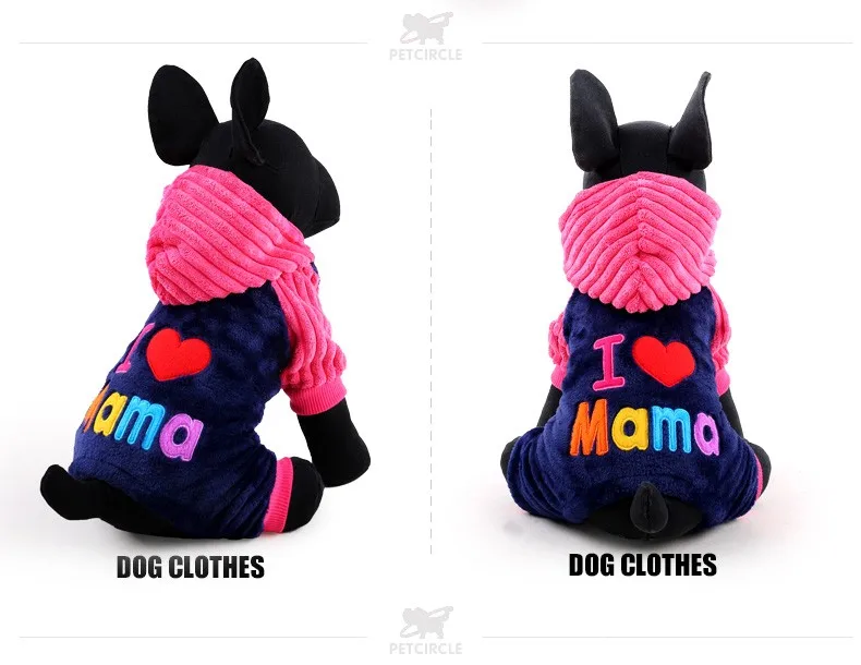 Модная одежда для собак Petcircle с надписью «I love papa»(«Я люблю папу») and mama»(«Я люблю папу и маму») зимняя одежда для собак для маленьких собак, одежда Костюмы для домашних питомцев, маленьких и больших собак пальто Зимняя одежда куртки
