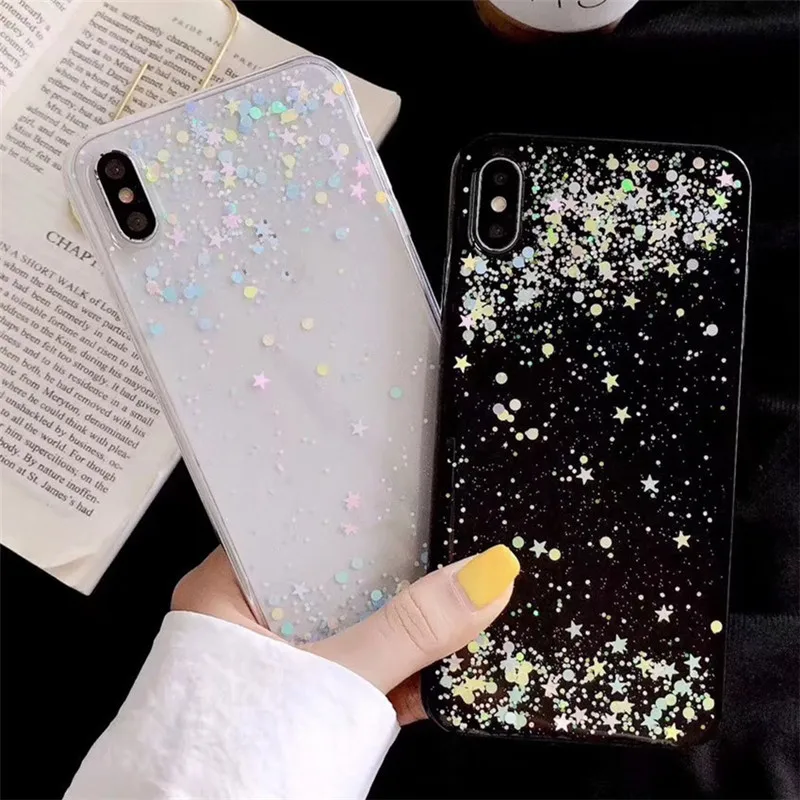 Мягкий силиконовый чехол с блестками и звездами для Samsung Galaxy A30 A10 A20 A40 S A60 A70 A50