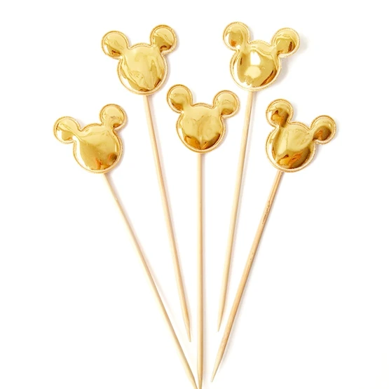 Mickey head Golden 5 шт. Микки и Минни Маус головы Топпер для торта флажки для кексов подарок на день рождения для мальчиков - Цвет: Mickey head Golden