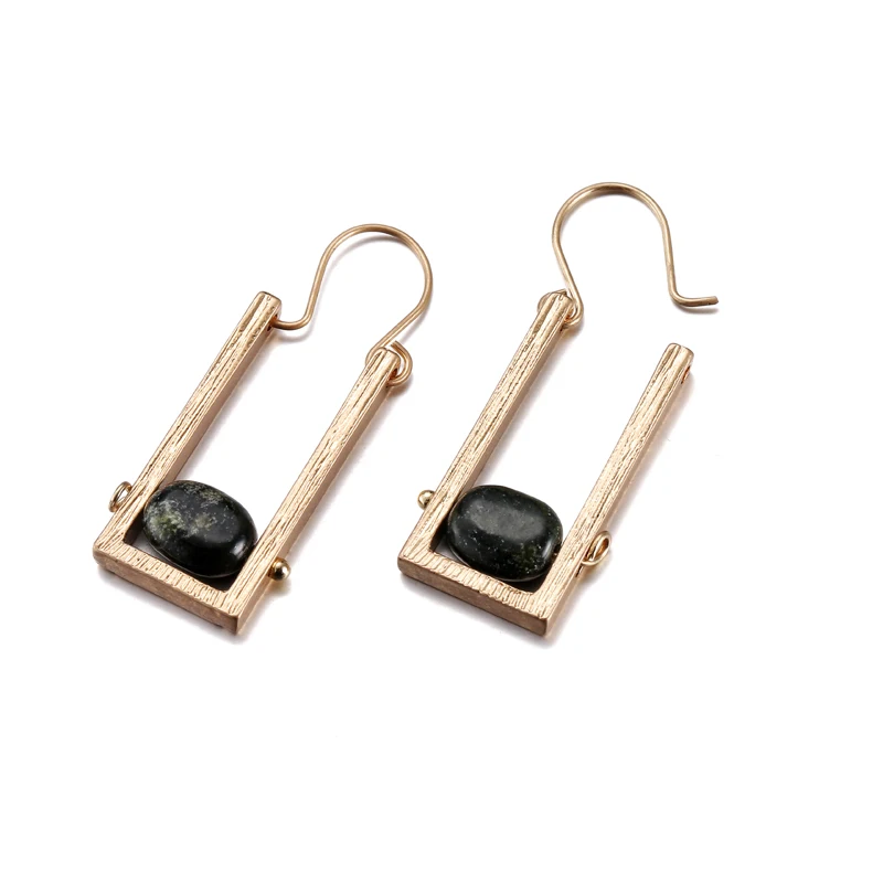 ENSOUL New Style Oval Natural stone Fishhook Earrings Vintage For Women Fashion Elegance Classic Trendy Hanging | Украшения и