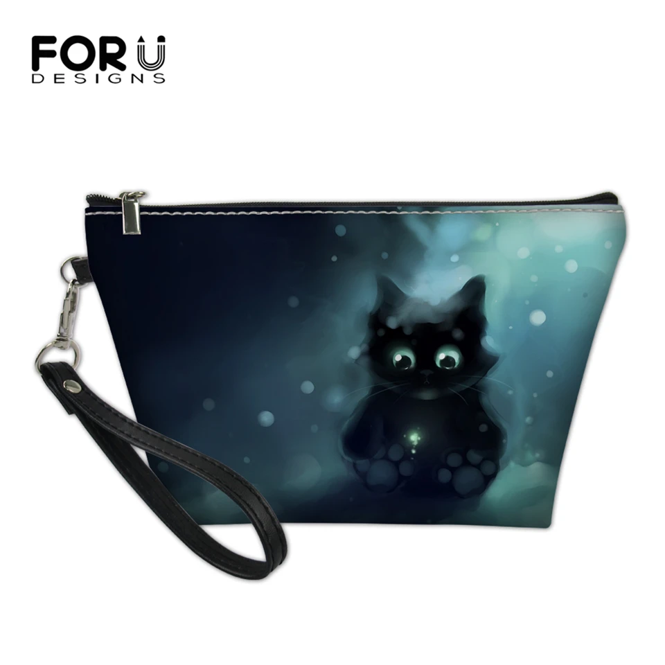 FORUDESIGNS/сумки для макияжа девочек с рисунком кошек женские дорожные Сумки из