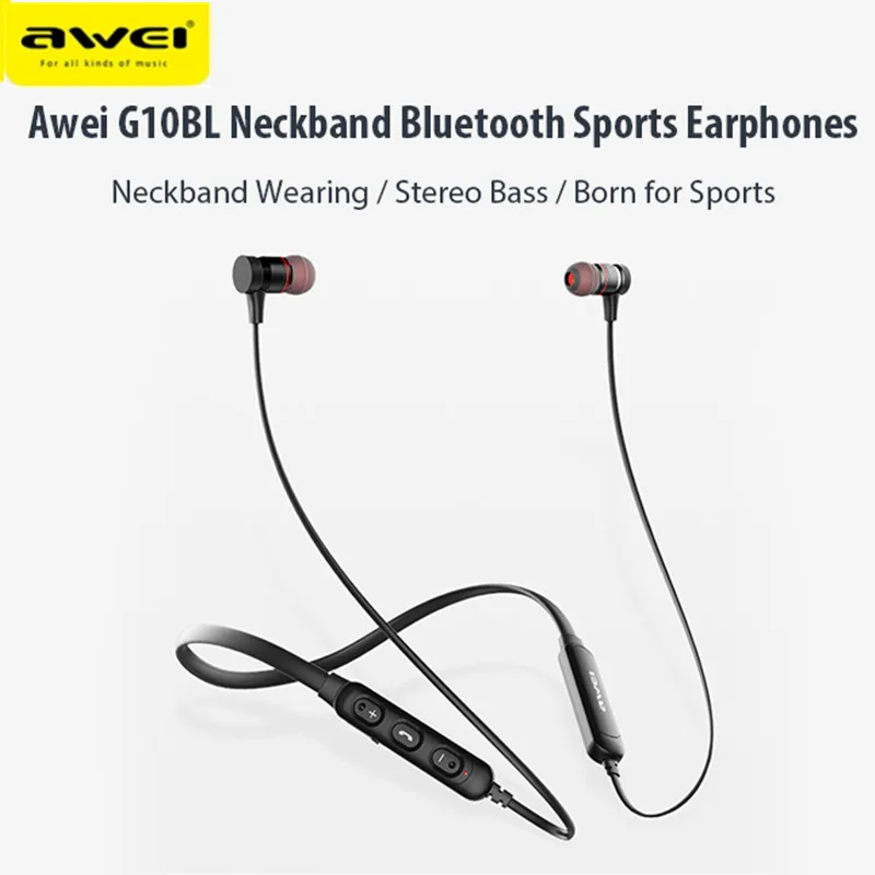 Awei G10BL стерео Bluetooth спортивные наушники с шейным ремешком беспроводные магнитные