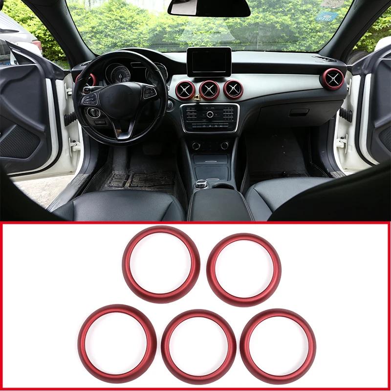 

ABS Car Air Conditioning Vent Ring Trim For Mercedes benz CLA GLA A Class A180 W176 C117 GLA200 Car Accessories Red 5 Pcs