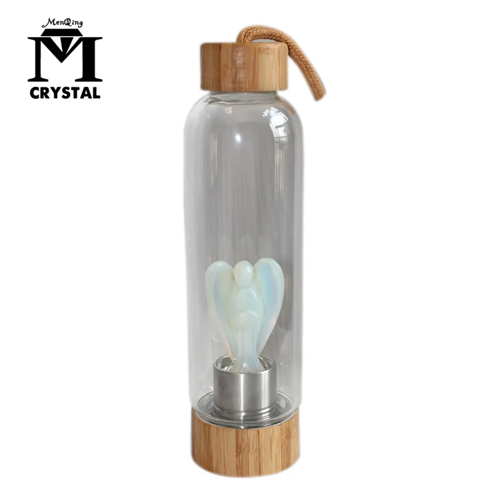 Натуральный кристалл бутылка для воды портативная энергия целебные стеклянные