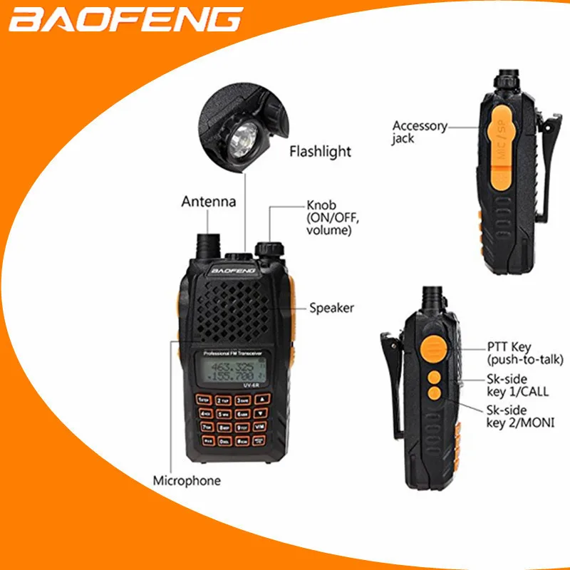 Высокое качество BaoFeng UV-6R 7 w VHF Любительская рация РАДИОТЕЛЕФОНА walkie talkie “иди и dual band для частоты портативное Любительское радио Профессиональный коротковолновым приемником