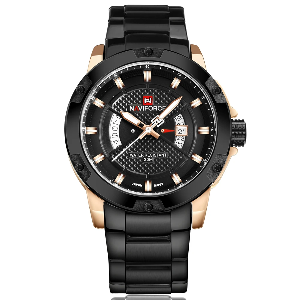 

NAVIFORCE Mens Watches Top Luxury Brand Men Full Steel Hour Quartz Watch Analog Waterproof Sports Army Military WristWatch Clock