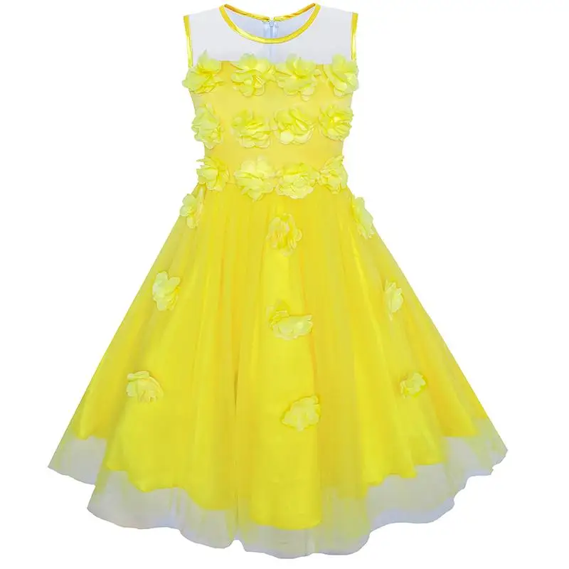 

Sunny Fashion платья для девочек Желтый Размерный Цветок Подружка невесты Свадьба Платье 2020 Лето Принцесса Вечеринка Платья 5-12 Карнавал