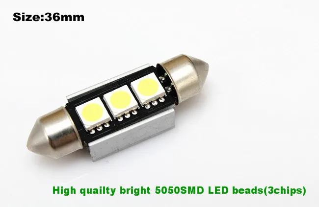 free shipping 10pcs/lot No Error Canbus High Quality 36mm 3SMD 5050 LED C5W Festoon Dome Reading Light Bulb Car Lighting | Автомобили и