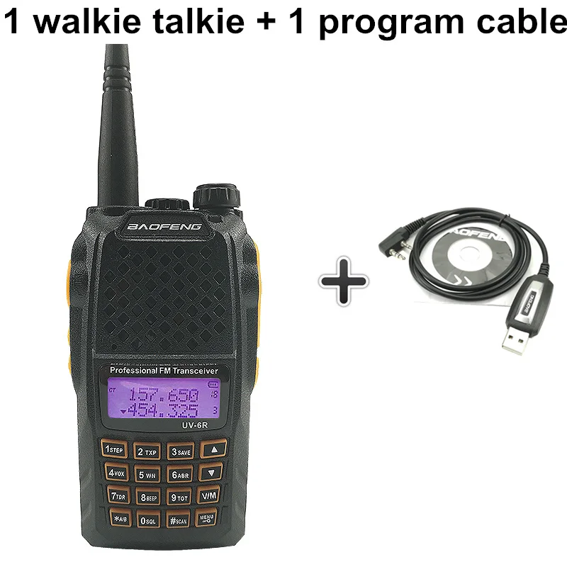 Add a program cable Baofeng UV-6R оранжевая клавиатура 7 Вт рация UHF VHF Двухдиапазонная UV 6R Walky Talky FM 128CH VOX Ham Радио UV6R для охотничьего радио - Цвет: Add a program cable