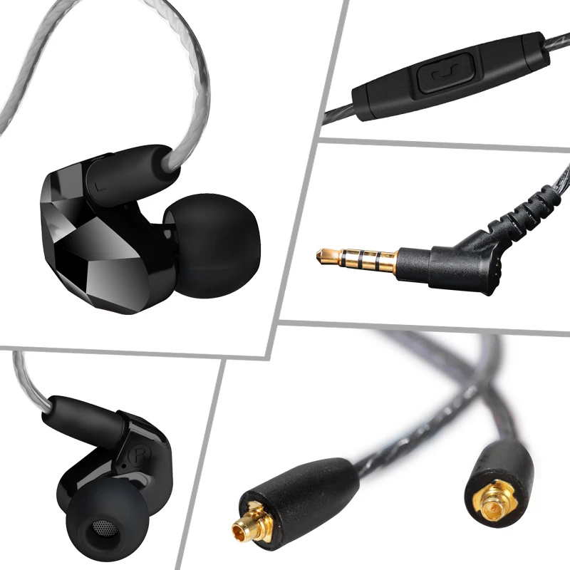 Salar Pro Dual Dynamic Driver Professional In Ear Sport Earphone with Mic for Mobile MP3 player Replacement cable | Электроника