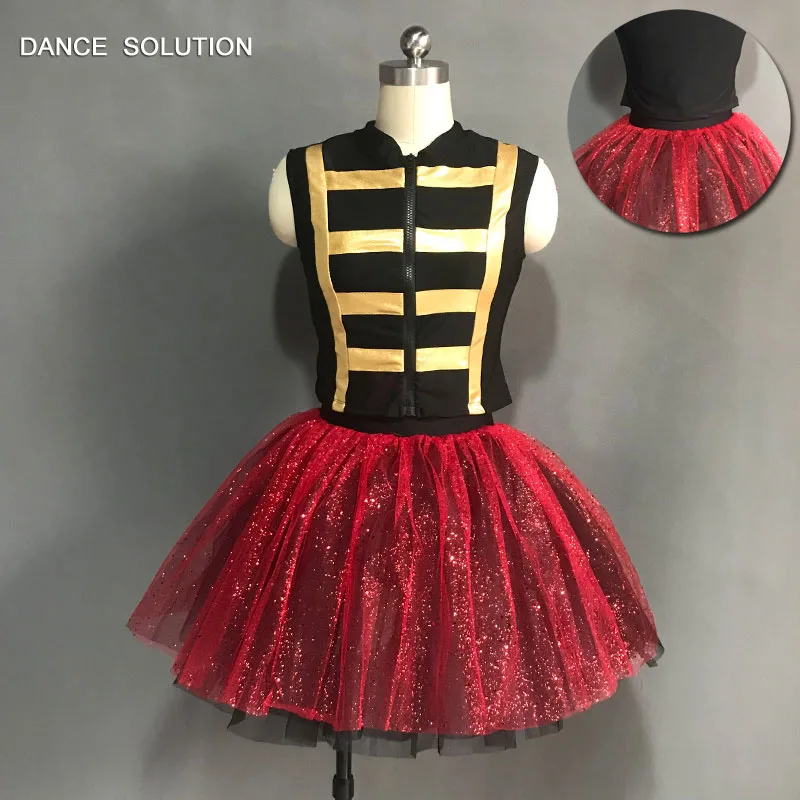 Black Spandex Camisole with Tulle Skirt and Sleeveless Jacket Jazz Costume Women Girl Tuinc Dress Stage Show Dancewear 18723 |