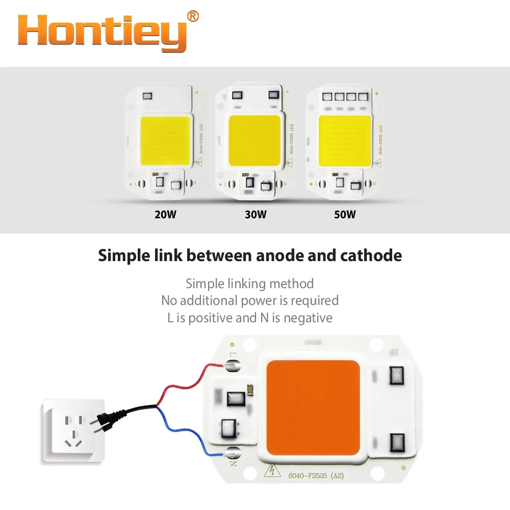 Hontiey LED COB теплый белый 220 в 110 В Smart IC нет необходимости драйвере 20 Вт 30 50 уличное
