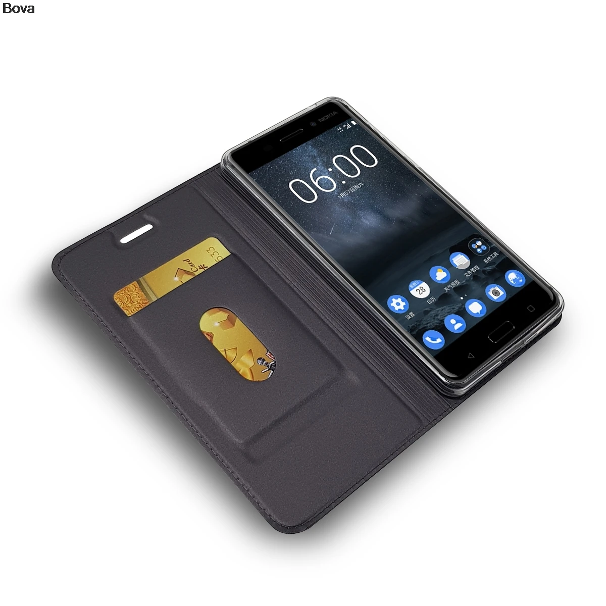 Матовый чехол бумажник с откидной крышкой для Nokia 6 5 3 магнитный адсорбционный