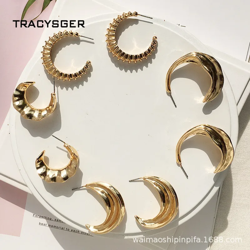 AH-84698/TRACYSGER/2019 новые металлические серьги C формы | Украшения и аксессуары