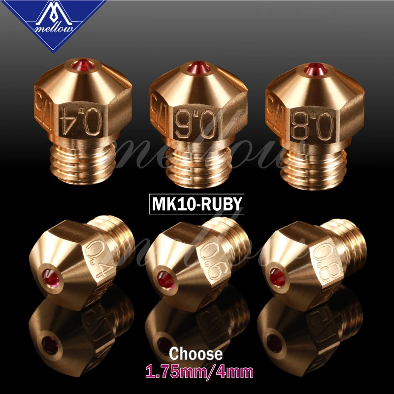 Mellow High Temperature 3d Printer NF-v6/mk10/mk8 Ruby Nozzle For Flashforge Micro Swiss Cr10 Mk8 E3d V6 Hotend
