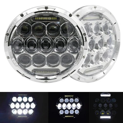 75W chrome 2 шт. " светодиодный DRL фары 4x4 7 дюймов круглые halo Фары для Jeep JK ваз 2121 Лада Нива 7" светодиодный налобный фонарь с янтарным указателем поворота - Цвет: 75W chrome