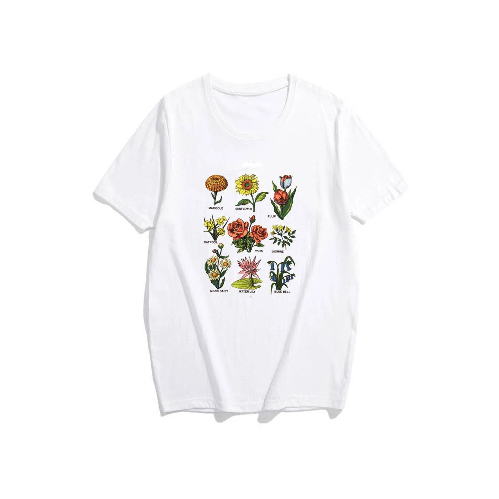 Женская футболка с коротким рукавом Повседневная цветочным принтом большие