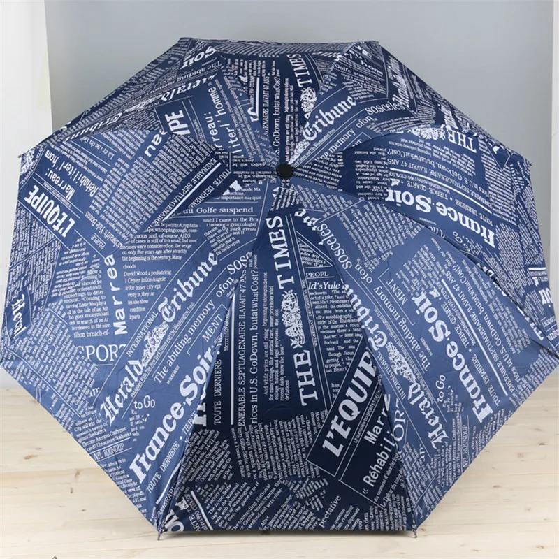 

Hot Newspaper Printing Three Folding Umbrellas Woman Lady Princess Dome Parasol Sun Rain Umbrella Flouncing Lotus Leaves