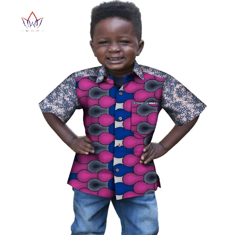 

2019 Africa Style Shirt Children Clothing Dashiki Customized Clothes for Cute Boys Sweet traditional clothing WYT329