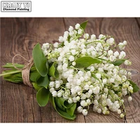 diy diamond painting embroidery lily of the valley flowers decorative vase pictures of rhinestones hobbies crafts wedding lk1