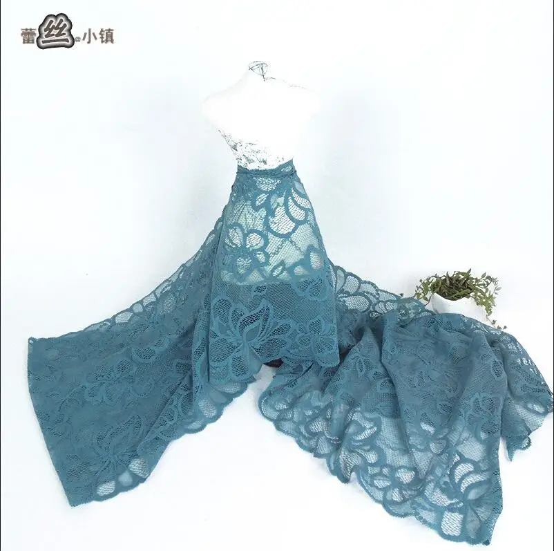 Роскошная эластичная кружевная стрейчевая 25 см ткань с широкой отделкой