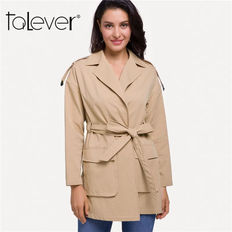 Для женщин Весна 100% хлопок длинный плащ пальто хаки кардиган Повседневное