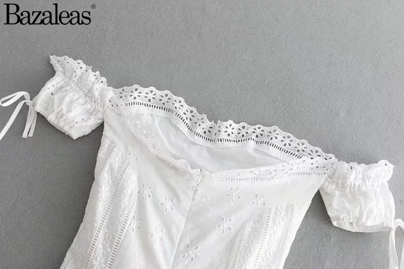 Bazaleas летнее платье с коротким рукавом vestidos винтажное миди завязками спереди и