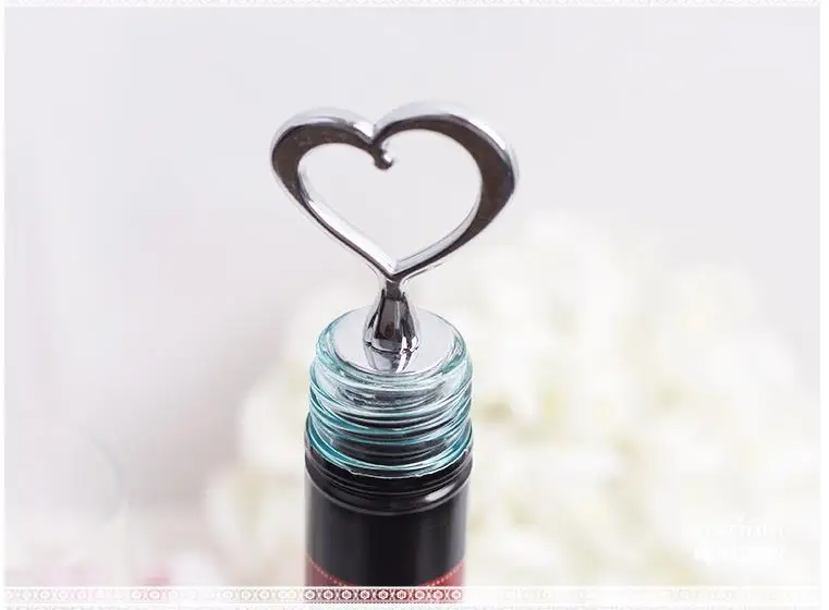 100 шт. (50 наборов)/партия в форме сердца комбинированных открывашек для винных