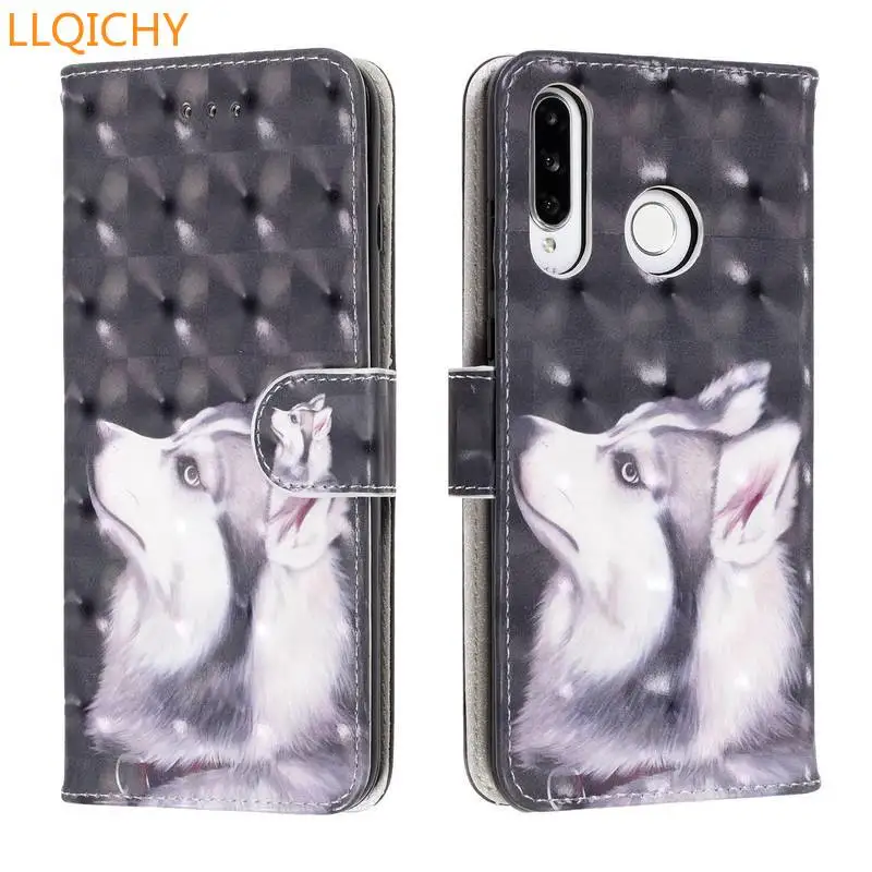 Кожаный чехол-бумажник с откидной крышкой для Huawei P30 Lite Animal | Мобильные телефоны и