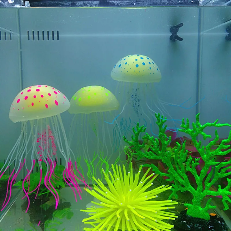 Флуоресцентное украшение для аквариума с имитацией медузы и золотой рыбки "Аутентичная симуляция трубчатых золотых рыбок для аквариума"