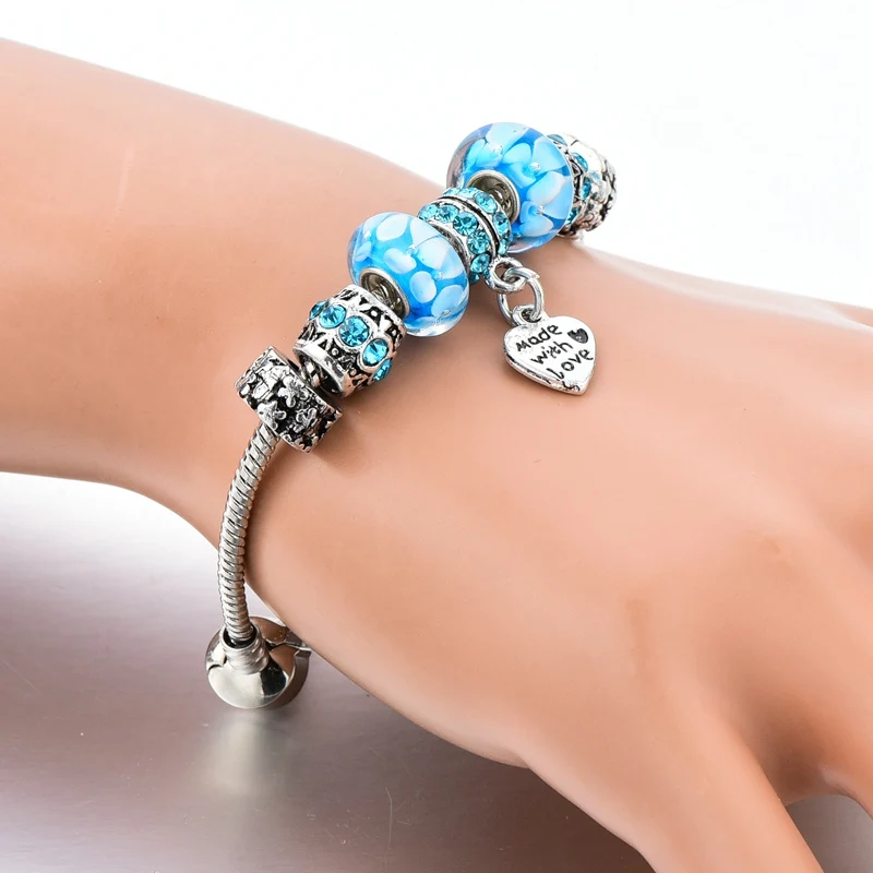Szelam 2019 модный Европейский браслет с подвесками в форме сердца для женщин