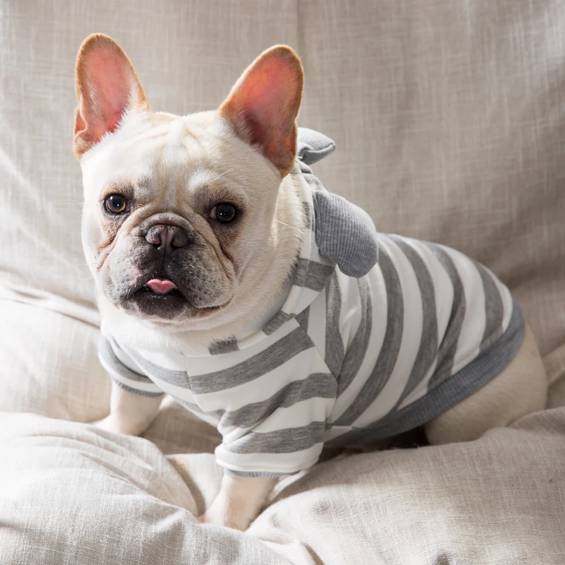 Хит 2018 летняя одежда для собак милая полосатая Пижама французские толстовки