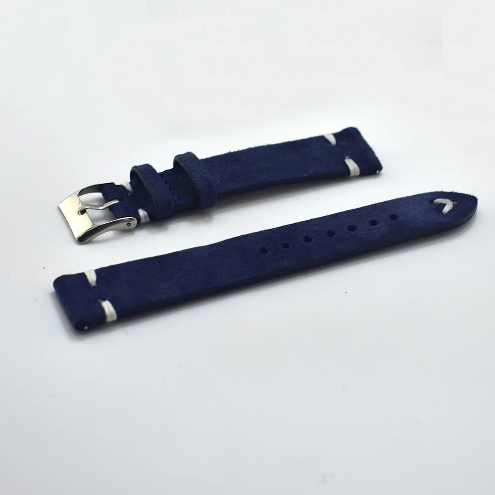 

Kzfashion leather handmade 18-22mm strap blue / royal blue universal high quality strap 2018 high quality