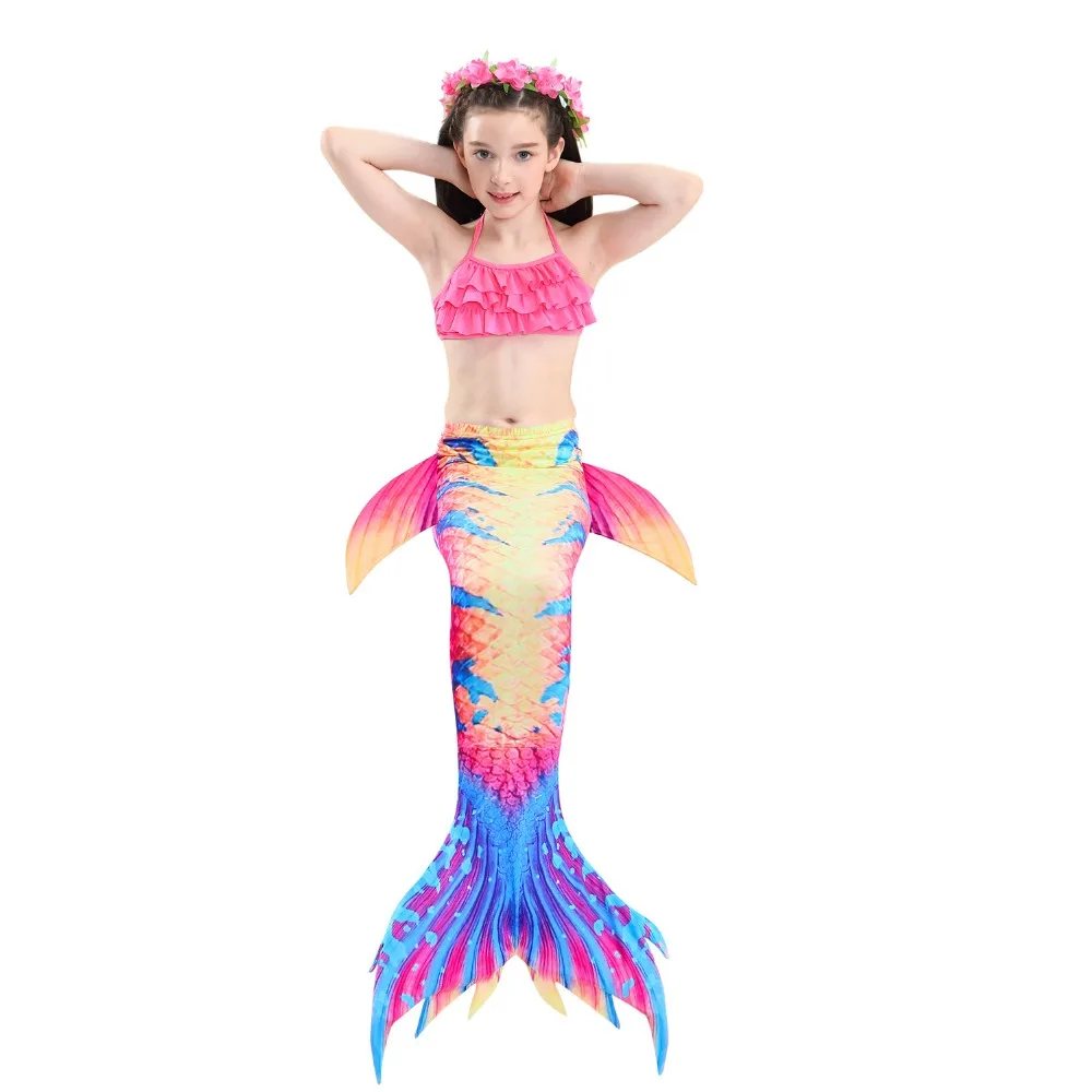 Дети принцесса хвост русалки купальные костюмы комплект бикини в виде для