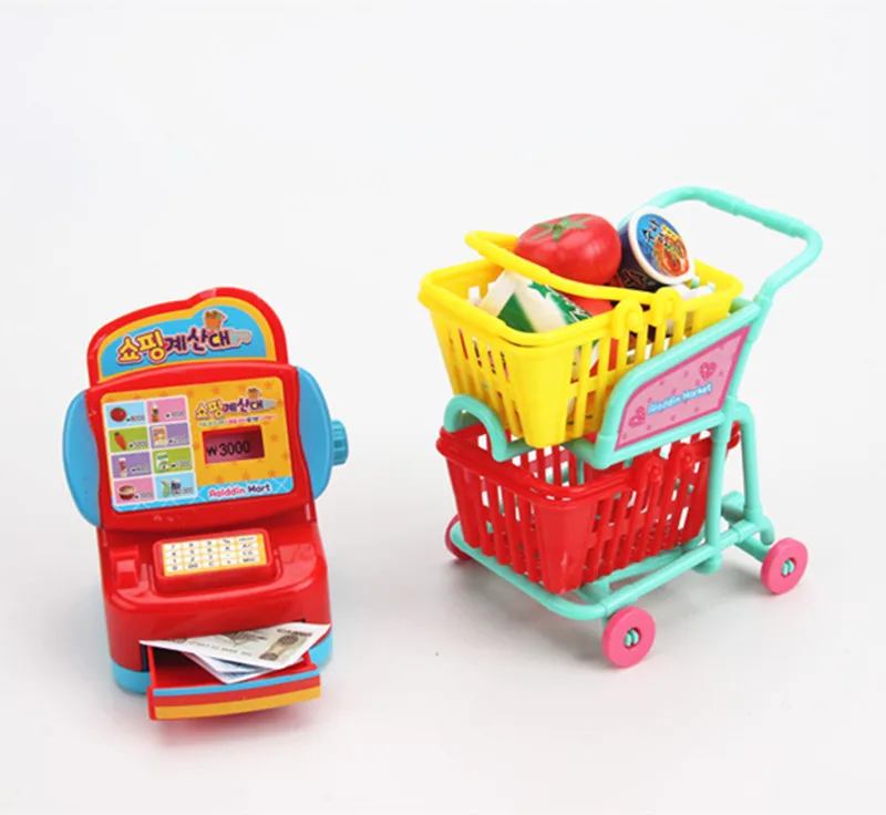 Фигурка Игрушки для ролевых игр в супермаркете модель овощей напитков корзина