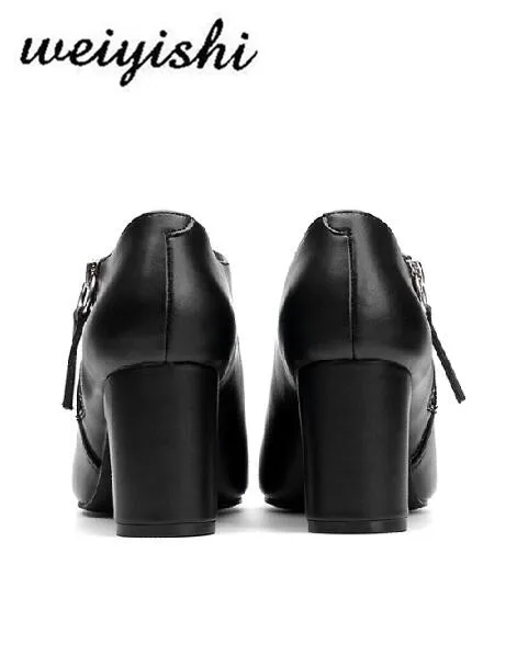 2018 новый стиль женские черные ботинки из коровьей кожи на молнии коротком