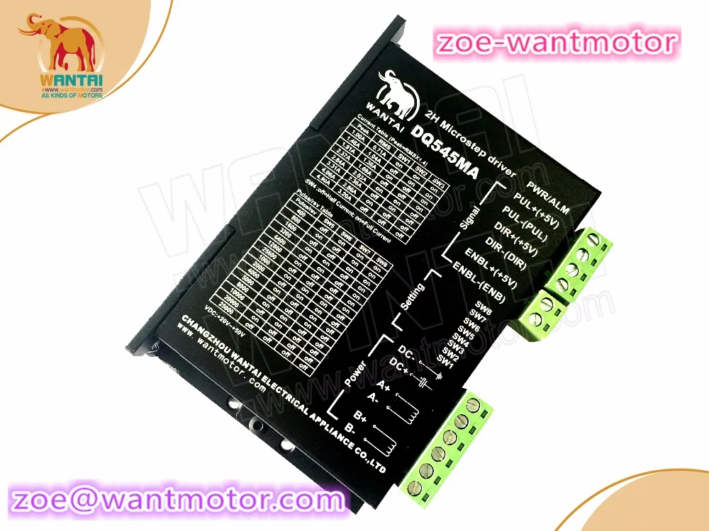 

Wantai new Stepper Motor Driver DQ545MA 50V 4.5A 128Microsteps 32-bit DSP chip Matching Nema23,24 and part of 34 stepper motors
