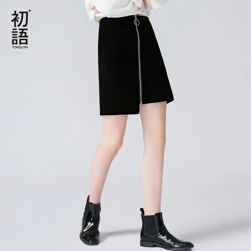 Toyouth юбки женские бархатные короткие 2018 Весна Осень Повседневная нерегулярная